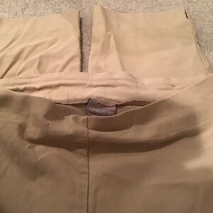 Chicos cropped tan pants with side slits size 0.5